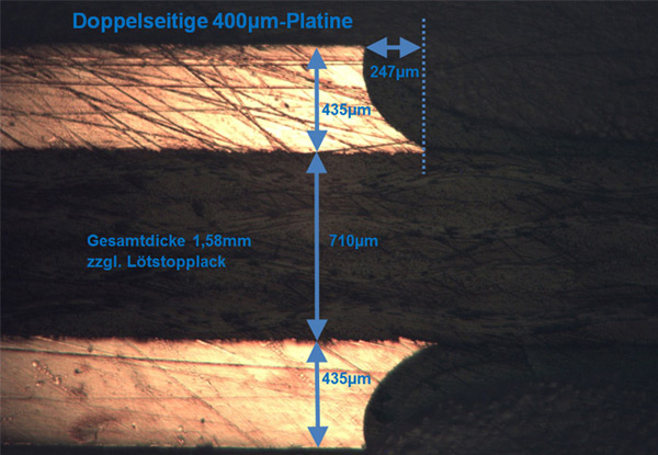 Querschnitt 2 400-µm-Dickkupfer-Leiterplatte
