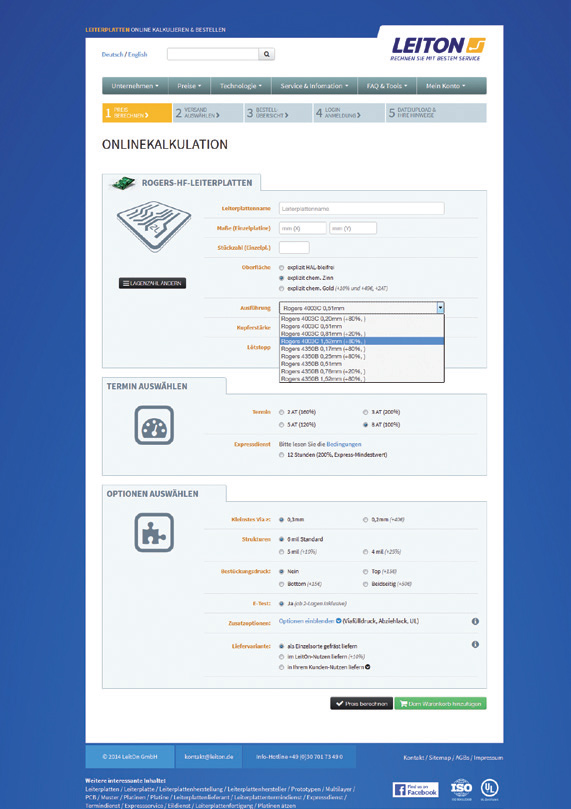 Online Kalkulation 4.0